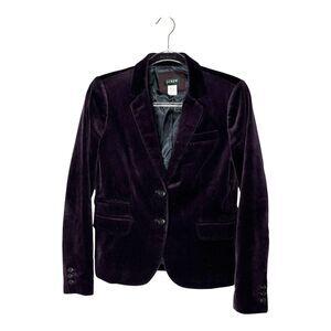 J Crew Blazer Womens 6 Velvet Purple One Button Single Breasted Career Holiday